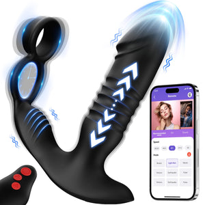 Lotene Prostate Massager Male Sex Toys for Men - 3IN1 Male Sex Toy with Dual Cock Ring, App & Remote Control Prostate Vibrator T