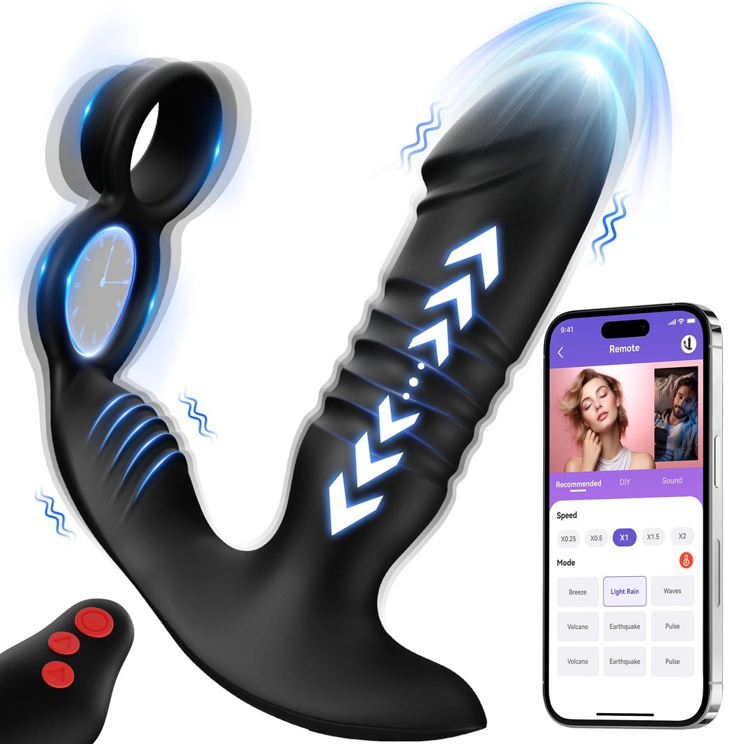 Lotene Prostate Massager Male Sex Toys for Men - 3IN1 Male Sex Toy with Dual Cock Ring, App & Remote Control Prostate Vibrator T