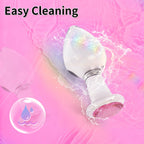 Crystal Glass Anal Plug with Luxury Jewelry Butt Plug Fetish Anus Stimulation Unisex Adult Anal Sex Toy (Pink, L)