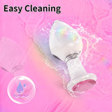 Crystal Glass Anal Plug with Luxury Jewelry Butt Plug Fetish Anus Stimulation Unisex Adult Anal Sex Toy (Pink, L)