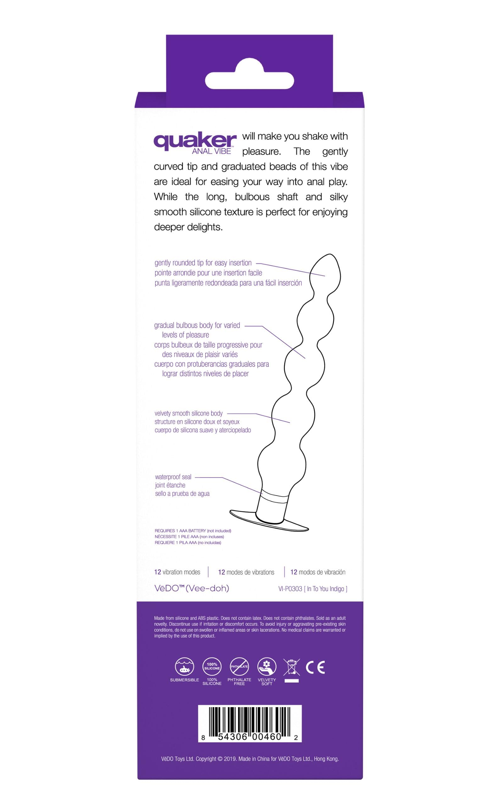 Vedo Quaker Anal Vibe, Indigo Into You