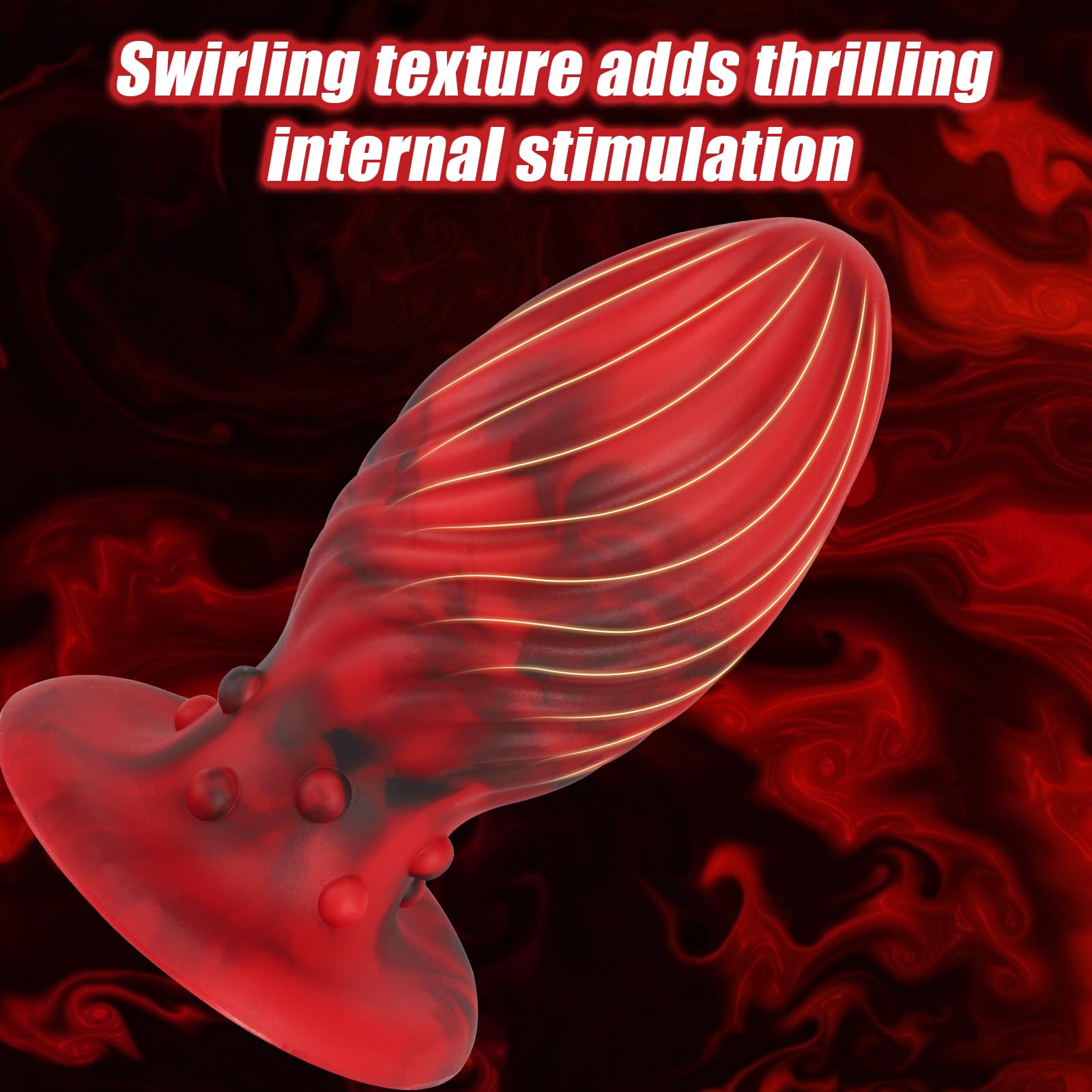 Super Big Anal Plug Liquid Silicone Butt Plug with Suction Cup Base for Experienced Player, Swirl Anal Toy Waterproof Butt Plug