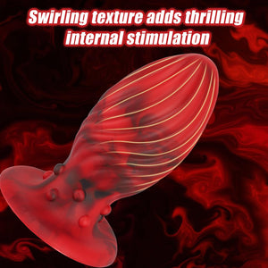 Super Big Anal Plug Liquid Silicone Butt Plug with Suction Cup Base for Experienced Player, Swirl Anal Toy Waterproof Butt Plug