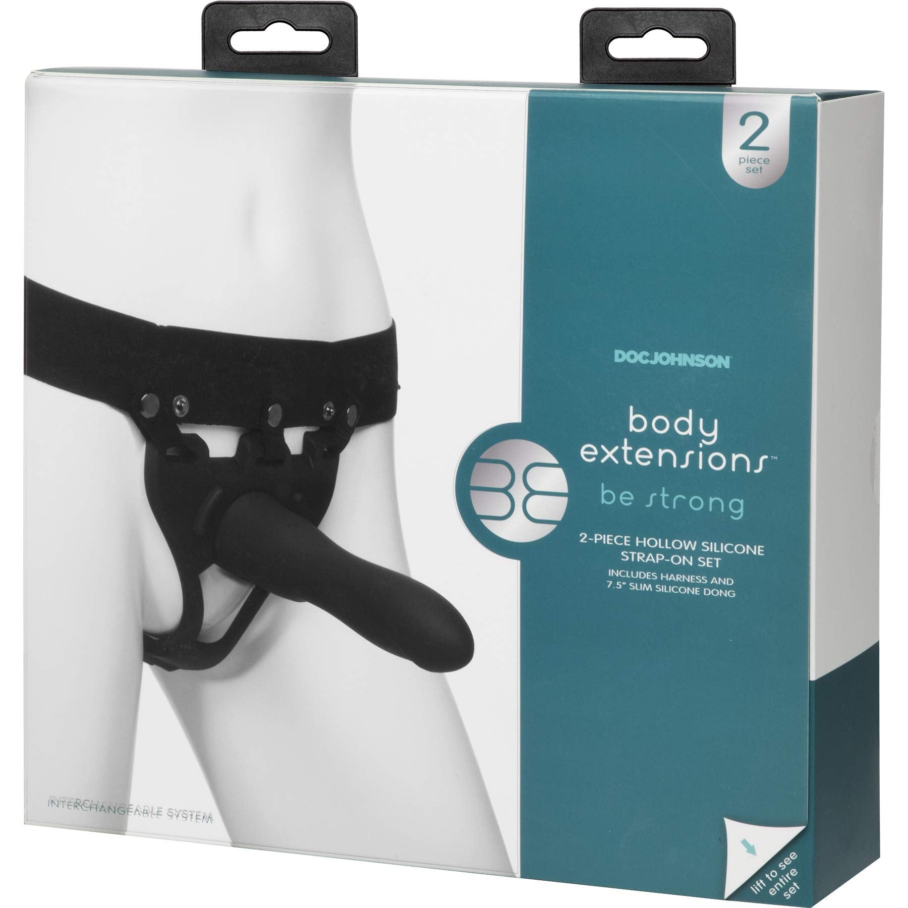 Body Ext Hollow Lrg Strap-On 2pc Set Blk