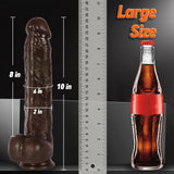 10 Inch Huge Thick Big Black Dildo - Real Skin Long BBC Anal Dildo, Strap on Dildos with Suction Cup for Anal G Spot, XL Massive