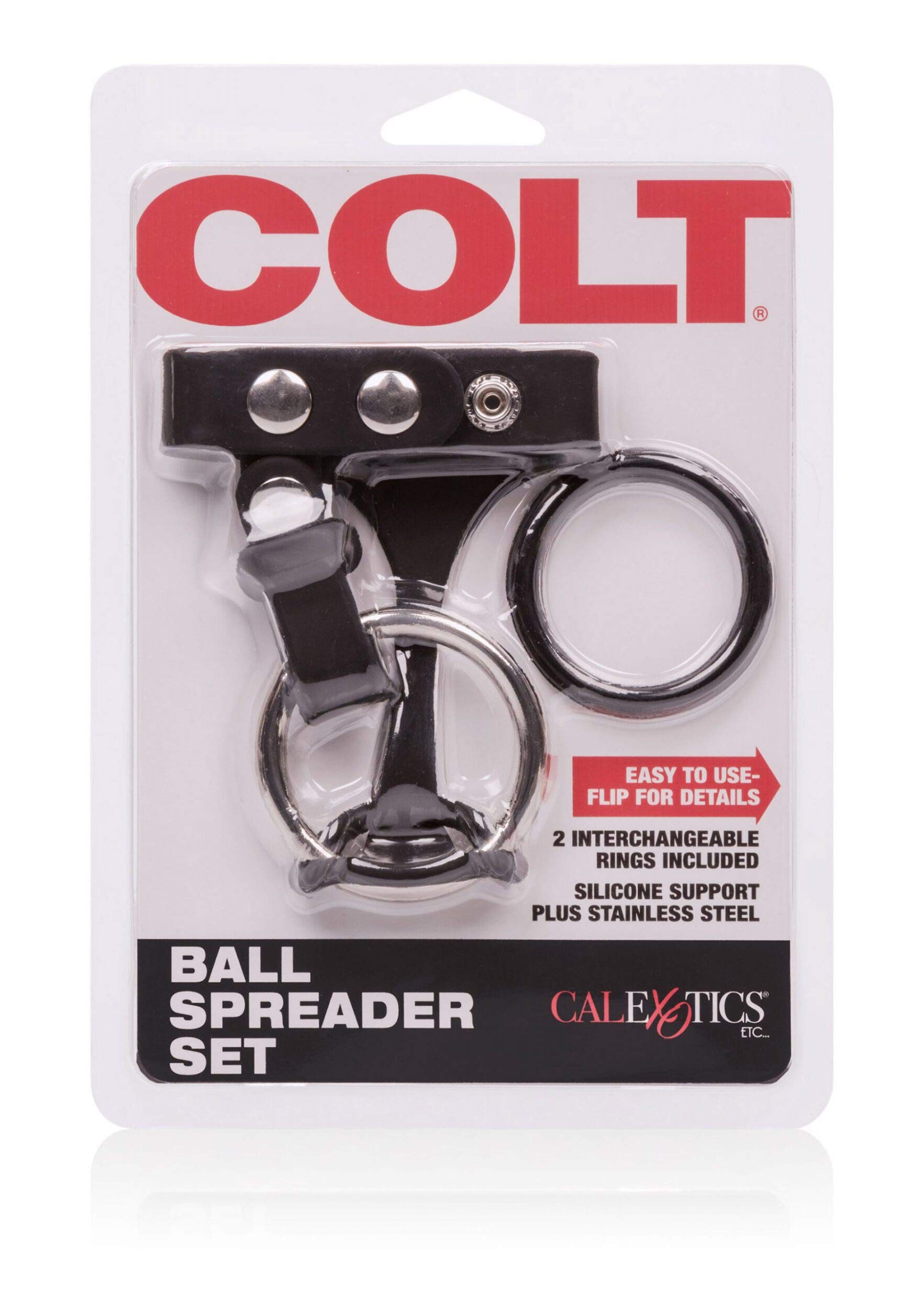 Calexotics Colt Ball Spreader Set     Silicone Male Enhancement Ring With Support Band     Sex Toys For Men     Black