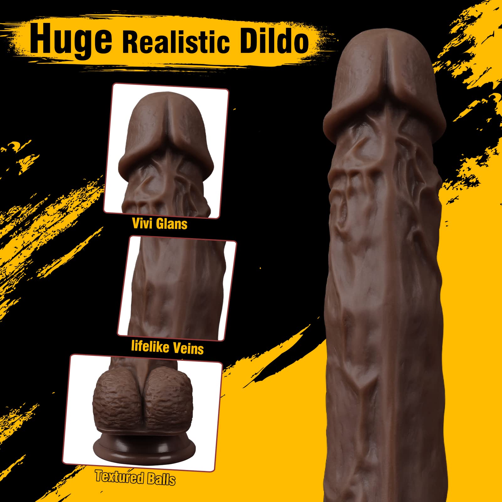 FIDECH Thrusting Vibrator Dildo Sex Toys with Rotating and Heating - 9.8 Inches Realistic Black Telescopic Penis for Anal Clitor