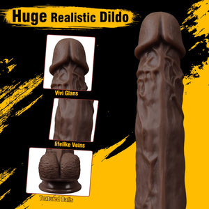 FIDECH Thrusting Vibrator Dildo Sex Toys with Rotating and Heating - 9.8 Inches Realistic Black Telescopic Penis for Anal Clitor