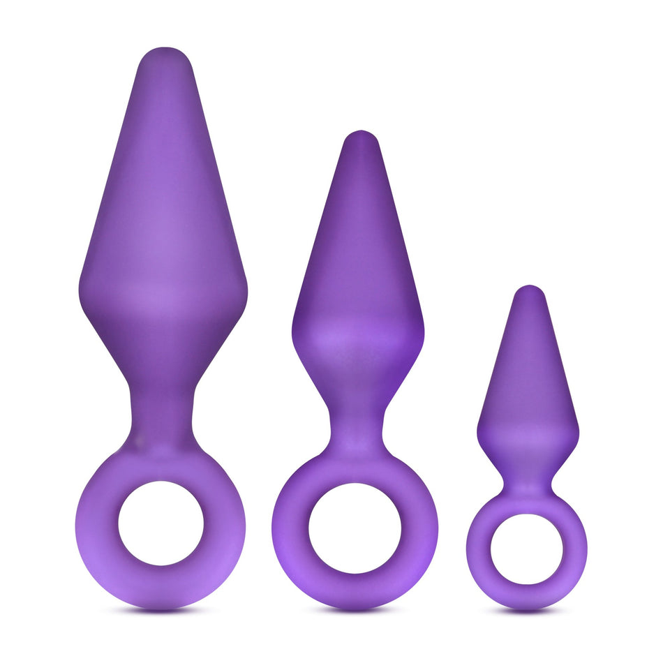 Blush Novelties Night Rimmer - Platinum Cured Puria Silicone Anal Plug Beginner Training Kit - 3 Sizes - Ultra Silk Smooth Butt
