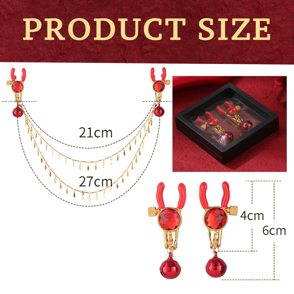 Non Piercing Nipple Clamps for Pressure, Red Adjustable Breast Clit Clip Jewelry Sex Toy Nipple stimulates Women Girl Female Ple