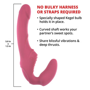 Adam & Eve Eveas Vibrating Strapless Strap On Dildo Pink  Rechargeable & Waterproof Silicone Vibrator With Multiple Vibration Mo