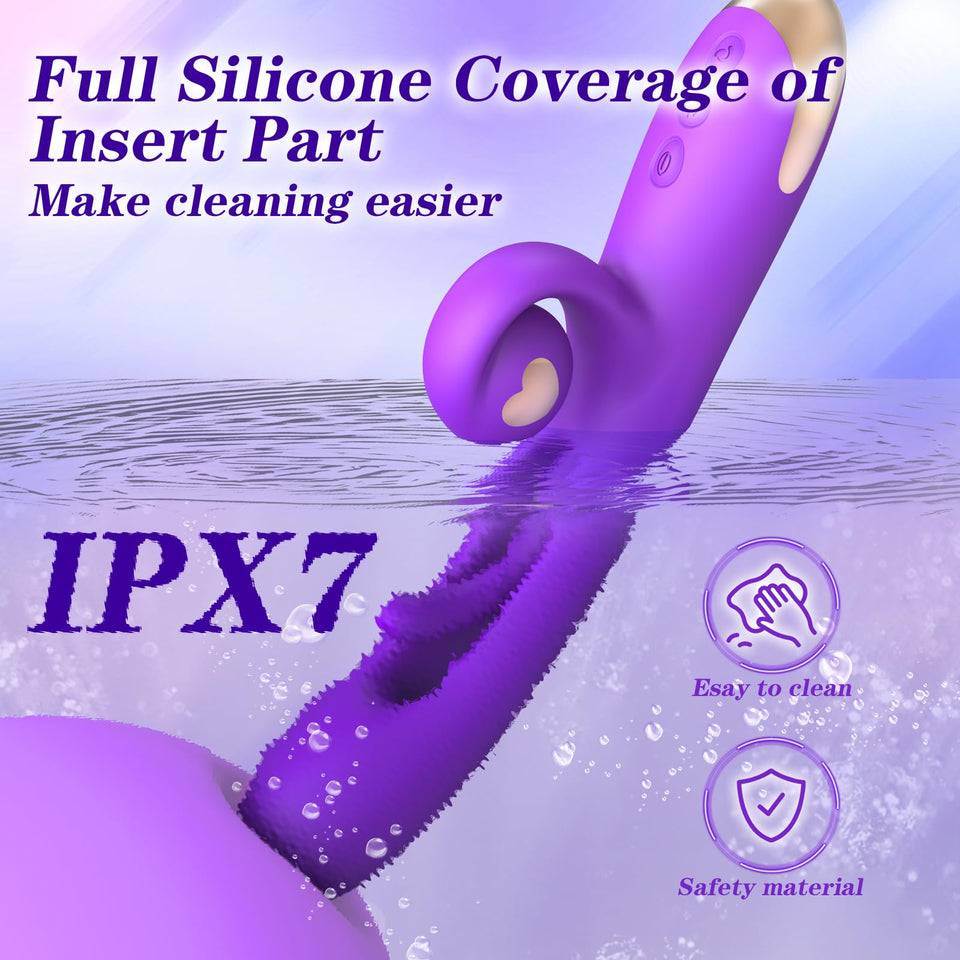 Flapping G Spot Vibrator Dildo: Rabbit Adult Toys with 10 Vibration 7 Flapping, Silicone Waterproof Personal Vibrator for Clitor