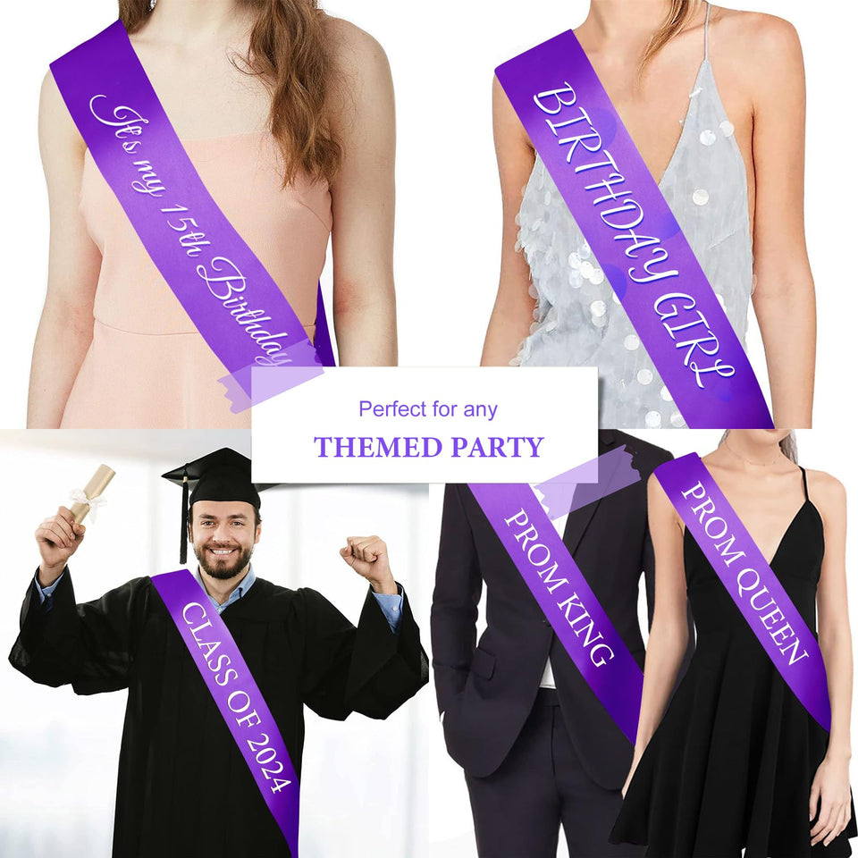 CIEHER Purple Sash Blank Satin Sash Bride Sash Custom Sash Prom Court Sash Mommy to Be Sash Birthday Sash Bride to Be Sash Bache