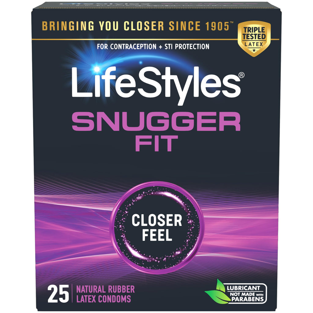 Lifestyles Snugger Fit Natural Rubber and Lubricated Latex Condoms Value Pack, 25 Count, 1 Pack, Triple Tested for Best Protecti