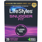 Lifestyles Snugger Fit Natural Rubber and Lubricated Latex Condoms Value Pack, 25 Count, 1 Pack, Triple Tested for Best Protecti