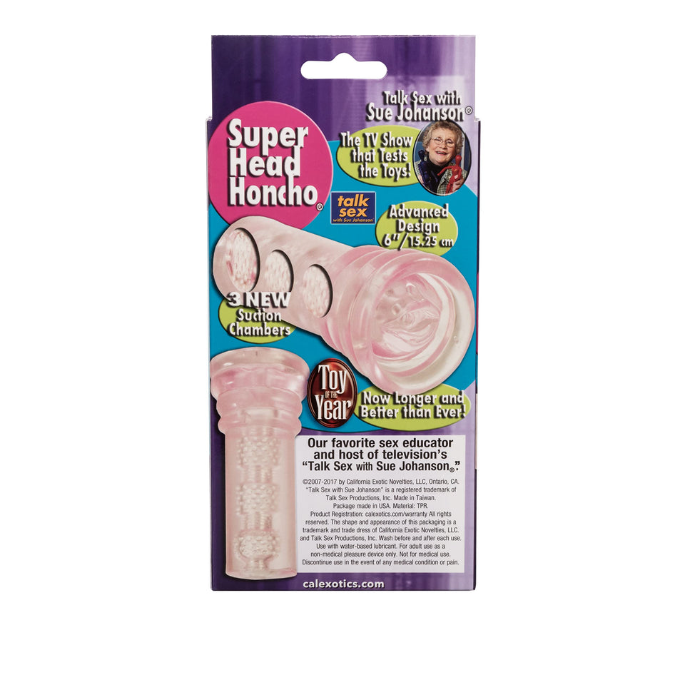 Calexotics Award Winning Sue Johanson? Super Head Honchomale Masturbator - Male Silicone Masturbation Sleeve - 6.5 Inch Adult Male Sex Toy - Pink
