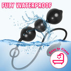 POJRGI Inflatable Anal Beads Silicone Anal Toys with Air Pump Detachable Anal Sex Toys with Safe Pull Ring in Black Adjustable S