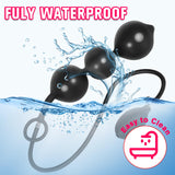 POJRGI Inflatable Anal Beads Silicone Anal Toys with Air Pump Detachable Anal Sex Toys with Safe Pull Ring in Black Adjustable S