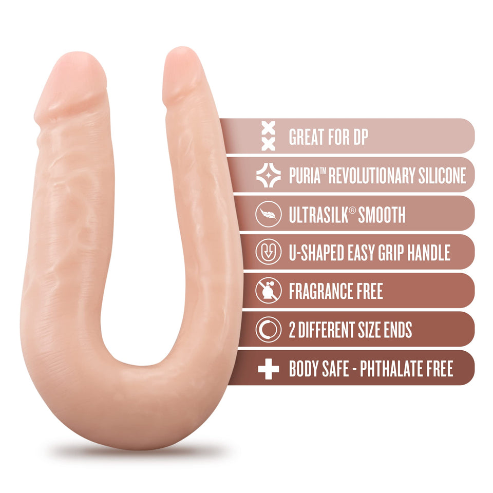 Blush Novelties Doctor Double - 12 Inch Double Dildo - Platinum Cured Purio Silicone - Ultrasilk Smooth - U Shaped For Easy Thru