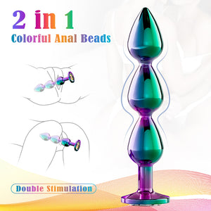Metal Anal Beads Butt Plug Sex Toys for Men Women and Couples, Anal Trainer Pack of 3 Graduated Stainless Steel Adult Toys, Pros