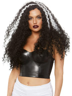 Leg Avenue 29 Long Curly Wig. Blk/White Color