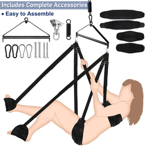 BDSM Sex Swing for Couple, Heavy Duty 360 Degree Spinning Indoor Ceiling Swing with Triangle Hanging Apparatus and Adjustable Sl