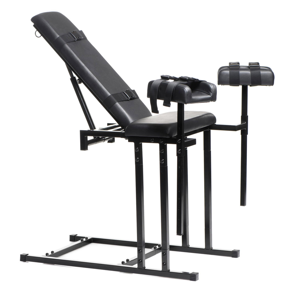 Master Series Adjustable Bondage Chair Sex Bench With Restraint Easy-Snap Straps. Bdsm Bench Kit For Men, Women And Adult Couple