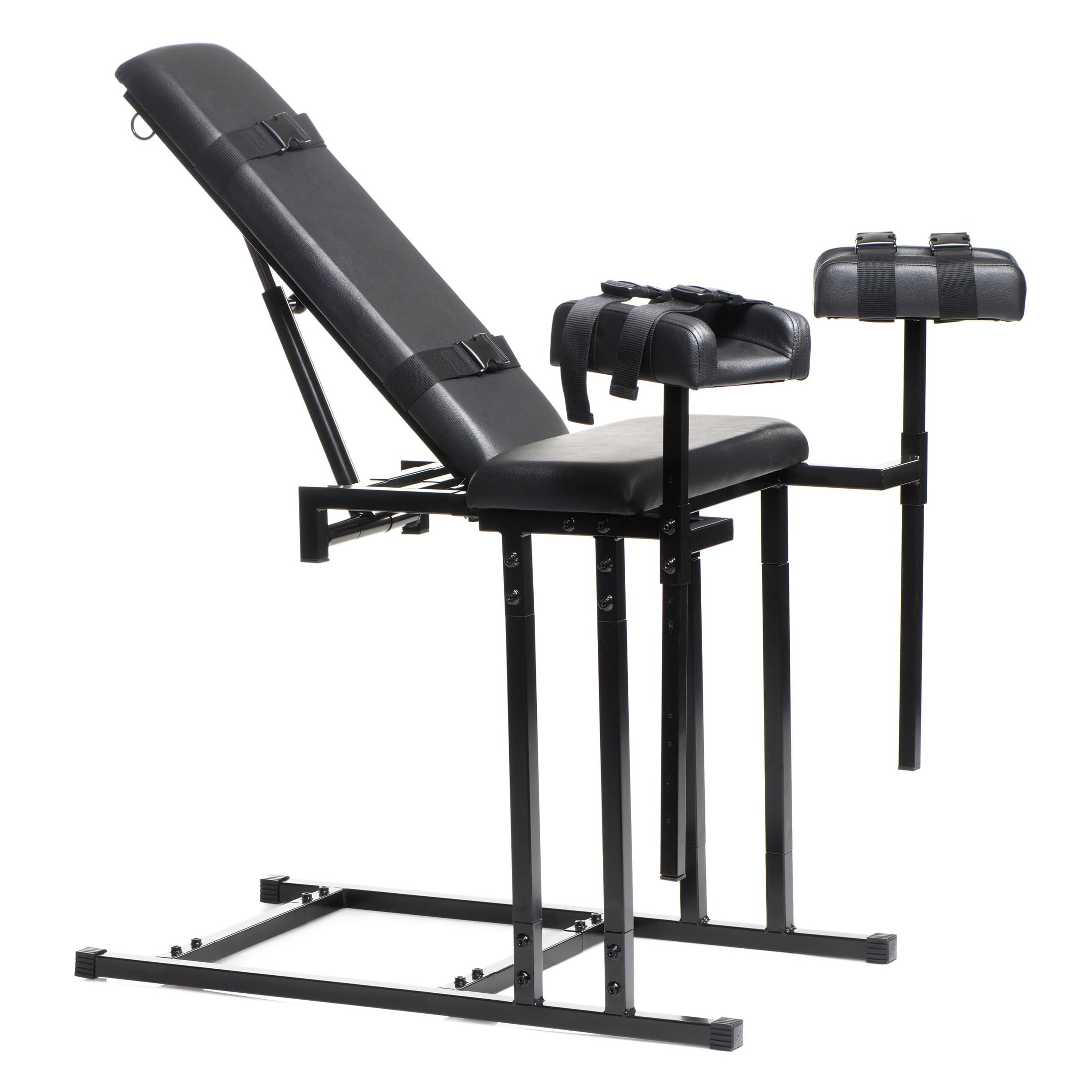 Master Series Adjustable Bondage Chair Sex Bench With Restraint Easy-Snap Straps. Bdsm Bench Kit For Men, Women And Adult Couple