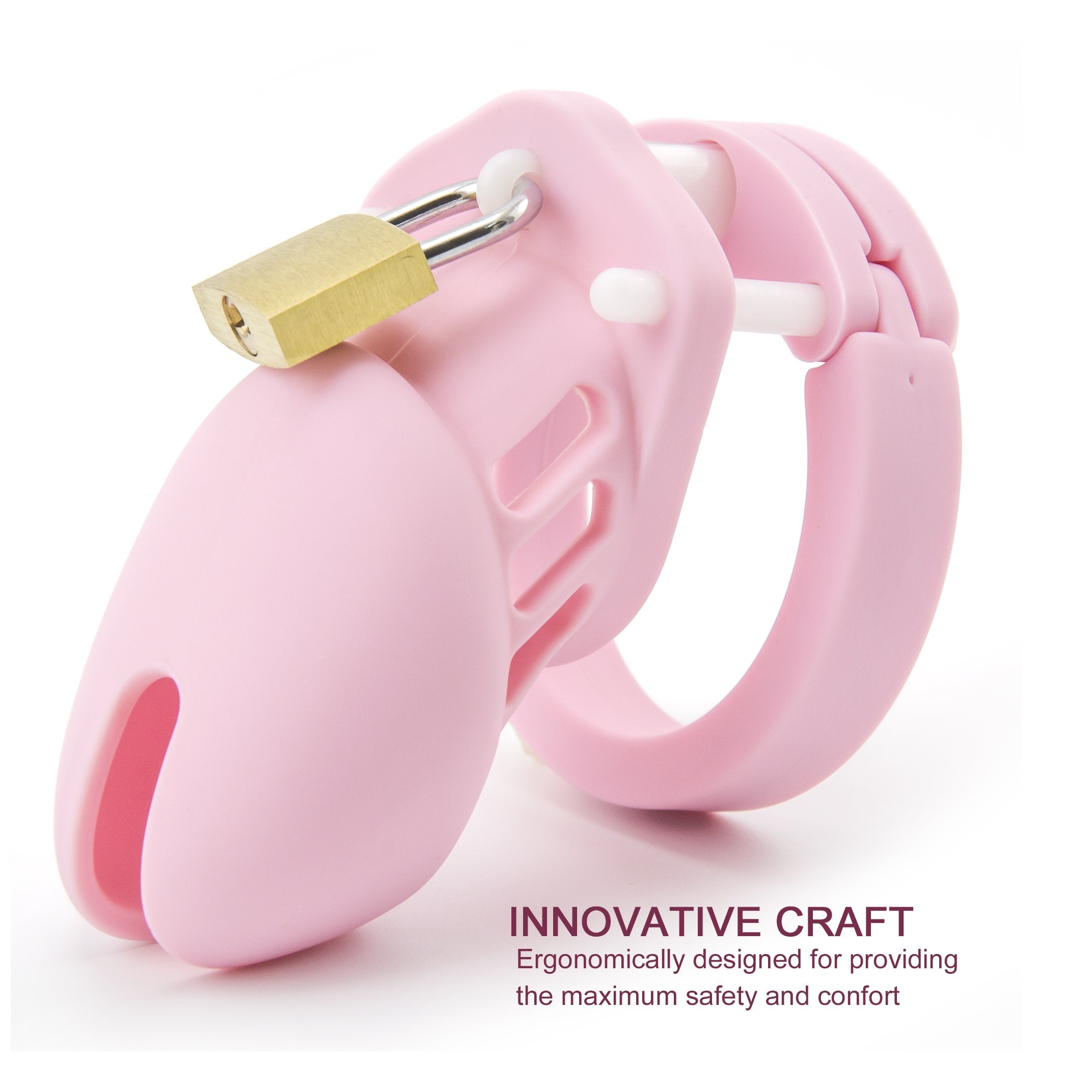 Rzy Silicone Cock Cage Chastity Cage Chastity Device For Male Penis Exercise (Pink)