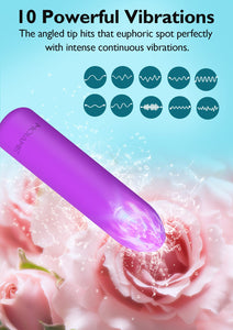 Small Bullet Vibrator for Women: Waterproof Mini Clit Vibrator with 10 Modes, Full Silicone Vibrating Finger Massager for G Spot