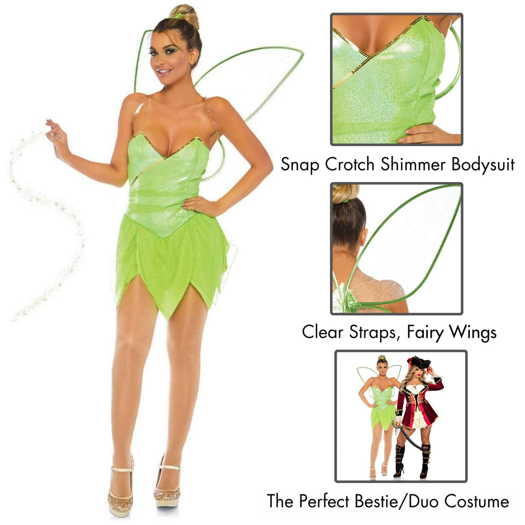 Leg Avenue 4Pc.Pretty Pixie, Includes Sna Green Color