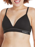 Hanes Womens Originals Contour Wireless, Seamless Rib Bralette, ComfortFlex Fit, Black, X Small