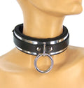 Premium Leather Metal Band Accent Locking Comfort Padded BDSM Bondage Collar Fetish Sex Toy Neck Restraint by Axovus