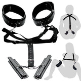 Master Series Acquire Easy Access Thigh Harness with Wrist Cuffs, Black (AE801)