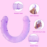 18.1 * 1.7 Inches Double Dildo Crystal Jelly Realistic Anal Long Dildo Penis Soft and Flexible with Veins and Glans Adult Sex To