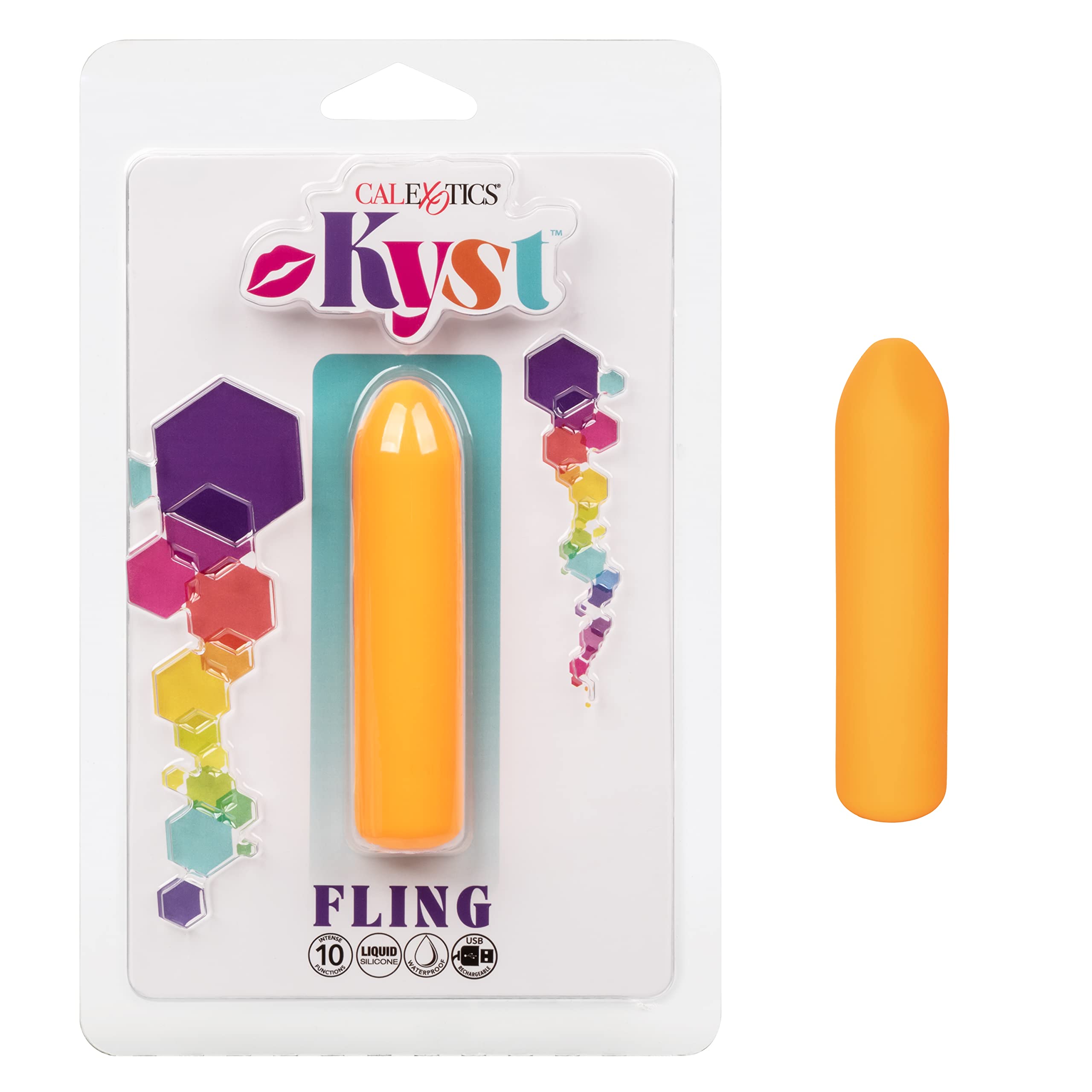 CalExotics Kyst Fling Mini Massager - Liquid Silicone Travel Sized Rechargeable Vibrator -Adult Sex Toys for Women - Orange