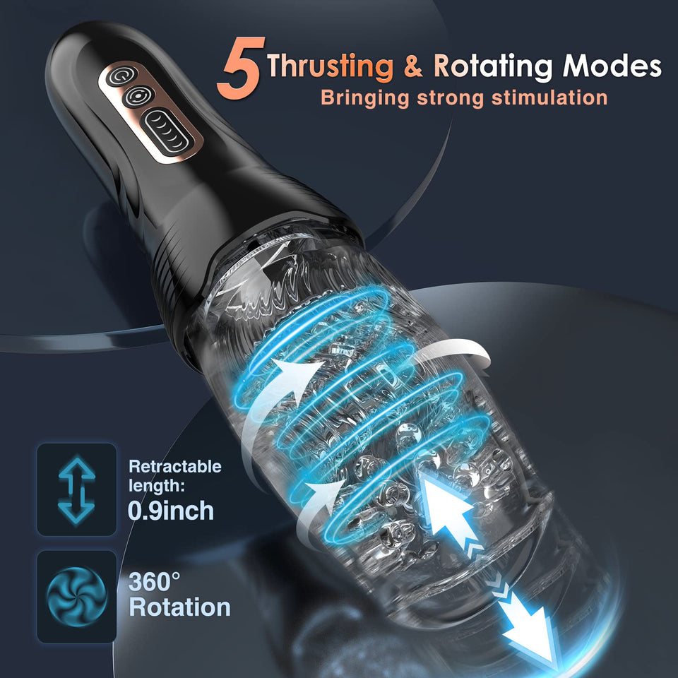 Automatic Male Masturbator Sex Toys, Uoffile Male Sex Toy with 5 Thrusting & Rotating & 10 Vibrating Modes, Adult Toys Men Mastu