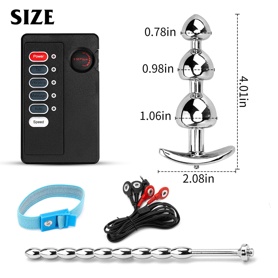 Adult Sex Toys Butt Plug Electric Trainer Kit Inserting Toys with Flared Base Metal Anal Plugs Prostate Massage Temperature Stim