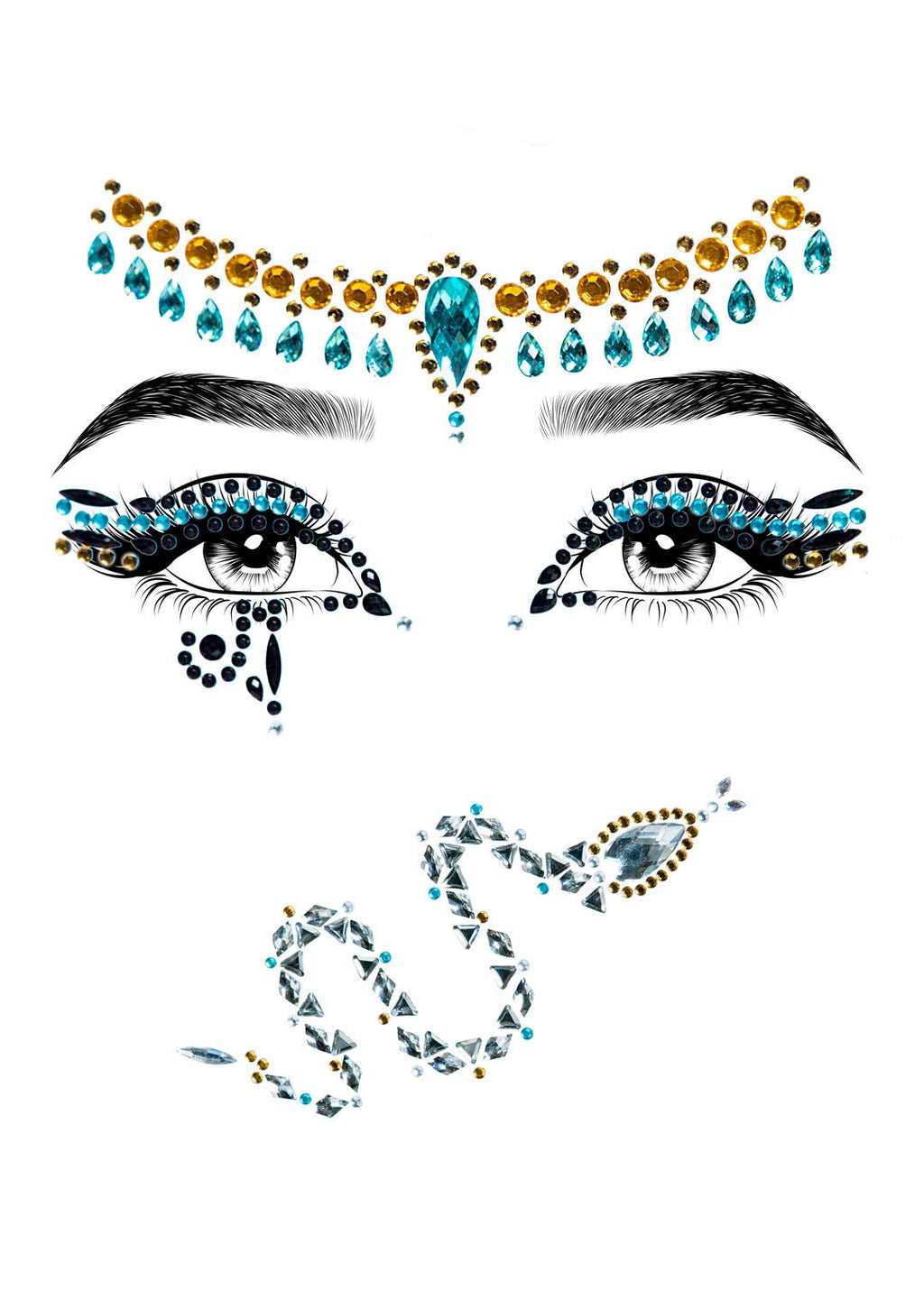 Cleopatra Adhesive Face Jewels - O/S / Multicolor