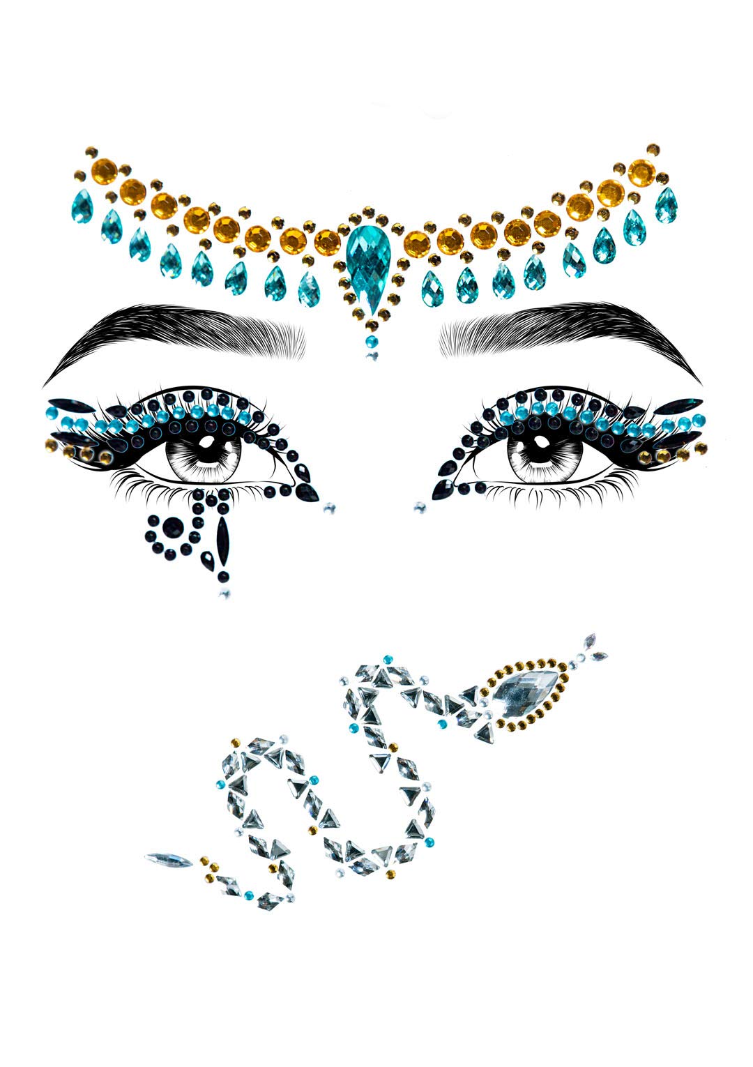 Cleopatra Adhesive Face Jewels - O/S / Multicolor