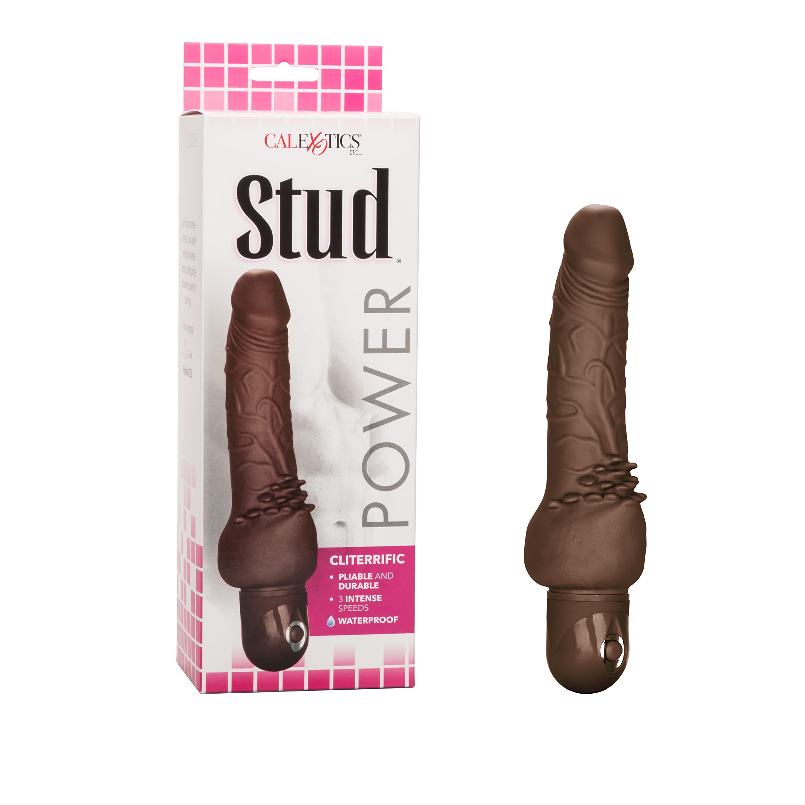 CalExotics Novelties Waterproof Power Stud Cliterrific Dildo, Brown