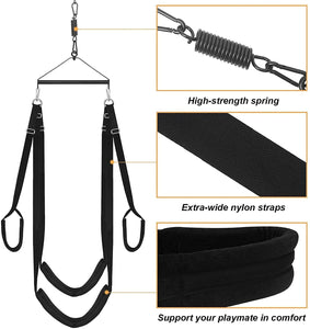3rd Generation Sex Swing - 360 Spinning Trapeze with Fluffy Liner & Steel Triangle Support - 600 lbs Capacity for Couples