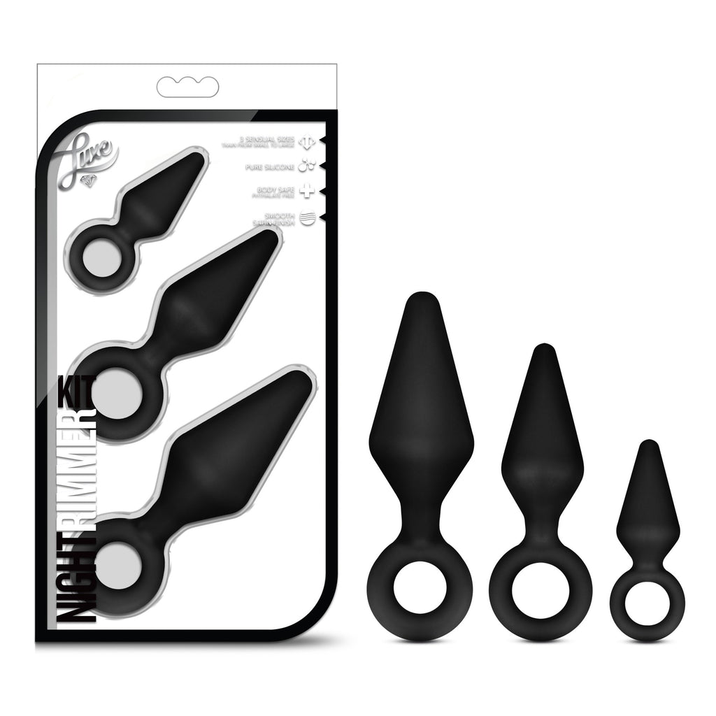 Blush Novelties Night Rimmer - Platinum Cured Puria Silicone Anal Plug Beginner Training Kit - 3 Sizes - Ultrasilk Smooth Butt P