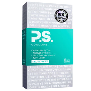 Ps Condoms Exceptionally Thin Latex Condoms For Men - Odorless And 100% Vegan - Ultra Thin Lubricated Condom - 40% Thinner And T