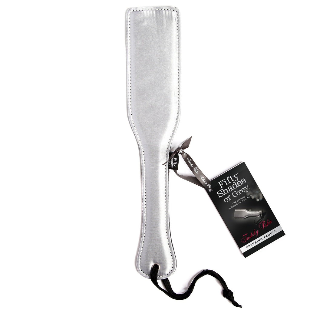 Fifty Shades Of Grey Twitchy Palm Spanking Paddle - Dual Sided Paddle With Padded Satin & Smooth Faux Leather - 13 Inch Paddle F