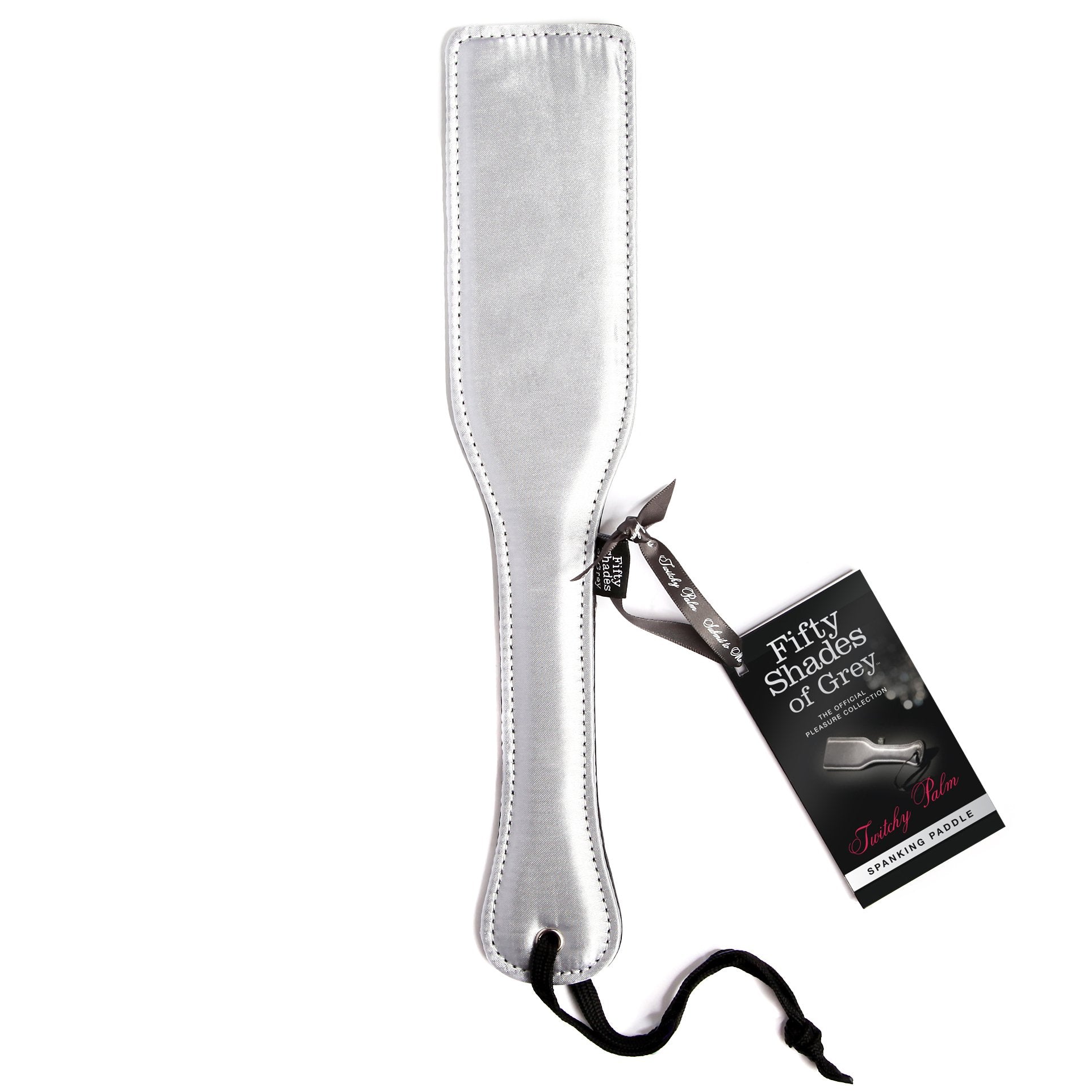 Fifty Shades Of Grey Twitchy Palm Spanking Paddle - Dual Sided Paddle With Padded Satin & Smooth Faux Leather - 13 Inch Paddle F