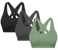 MIRITY Padded Strappy Sports Bra for Women - with Dual Crossback and Adjustable Straps for Workout Gym