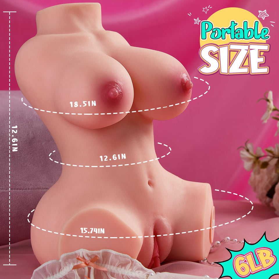 GOYHA Vibrating Sex Doll Male Masturbators with Realistic Boobs Vagina and Anal, 3 in 1 Torso Pussy Masturbator Love Doll Pocket