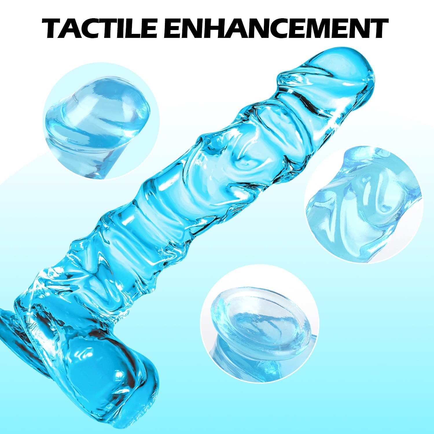 8.46 Inch Realistic Anal Dildo Blue Dildo with Suction Cup for Hands-Free, Realistic Dildos Sex Toy for Men Women Couples and An