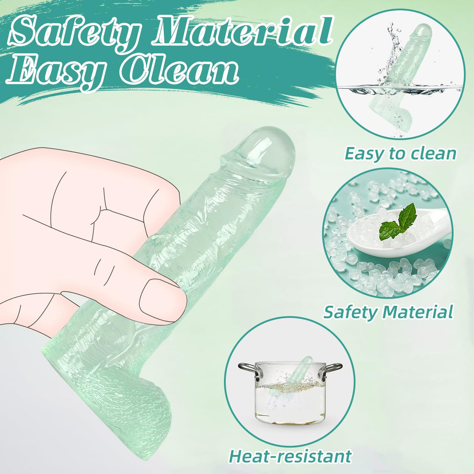 MKPJOY 5.6 and 4.7 Inch 2 Sizes Realistic Suction Mini Dildo, Beginner Anal Plug,Soft Dildo with Curved Shaft and Balls,Adult Se